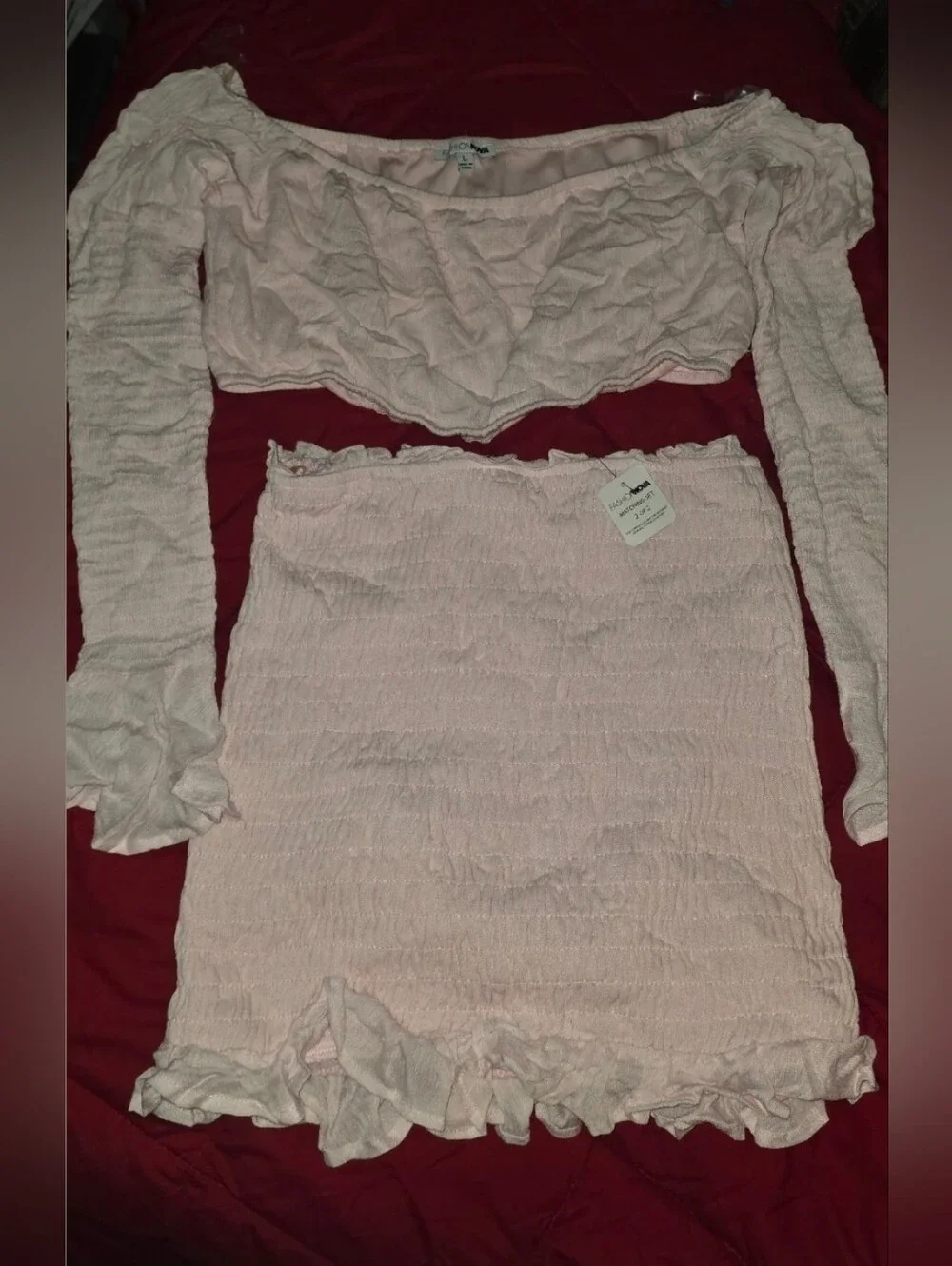Fashion Nova Light Pink Smocked Matching Set